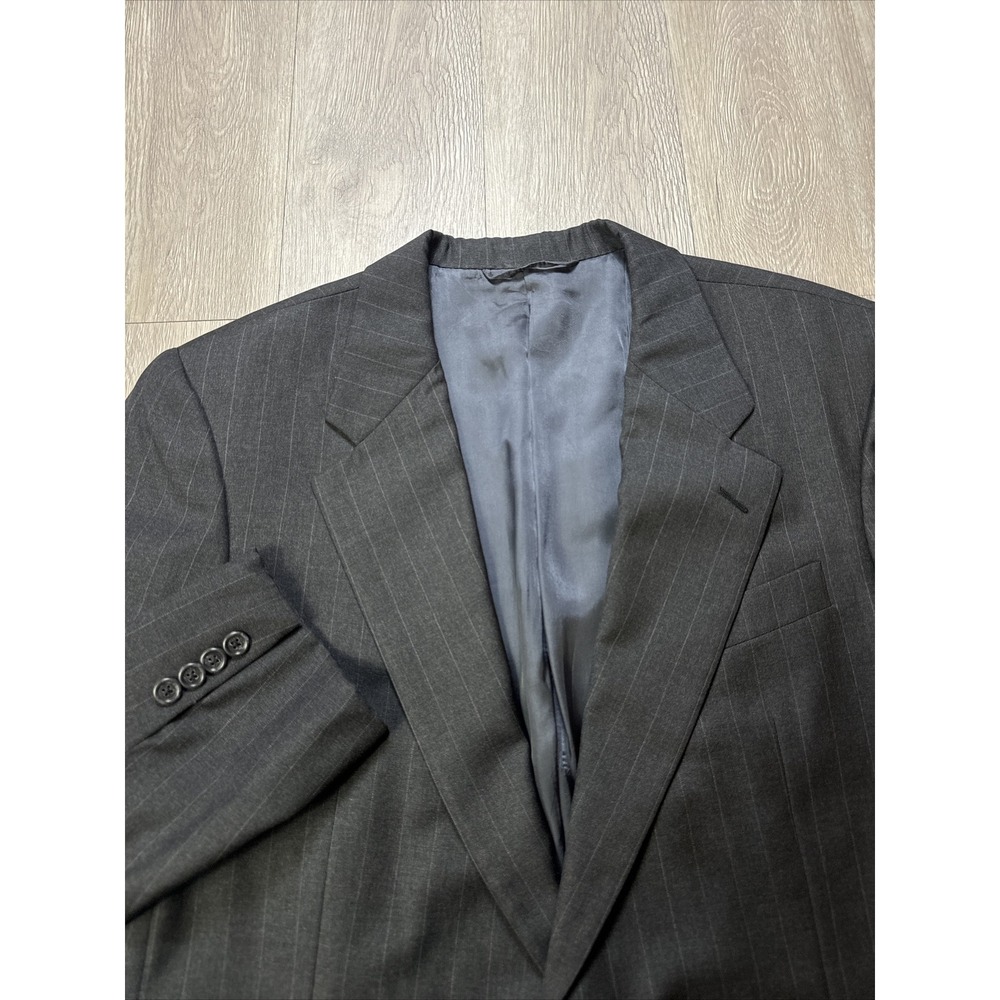42 S Hickey Freeman Sport Coat Blazer Jacket Gray Pinstripe Undertone Men's